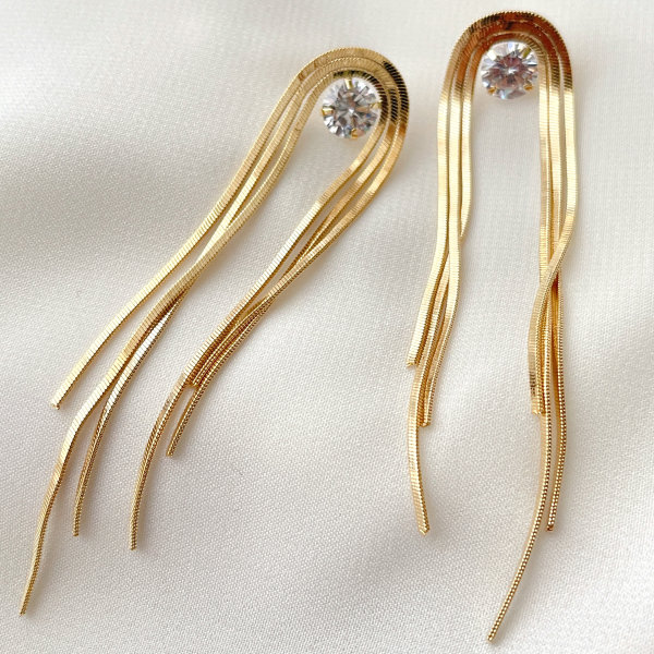 Long Herring Bone Earrings