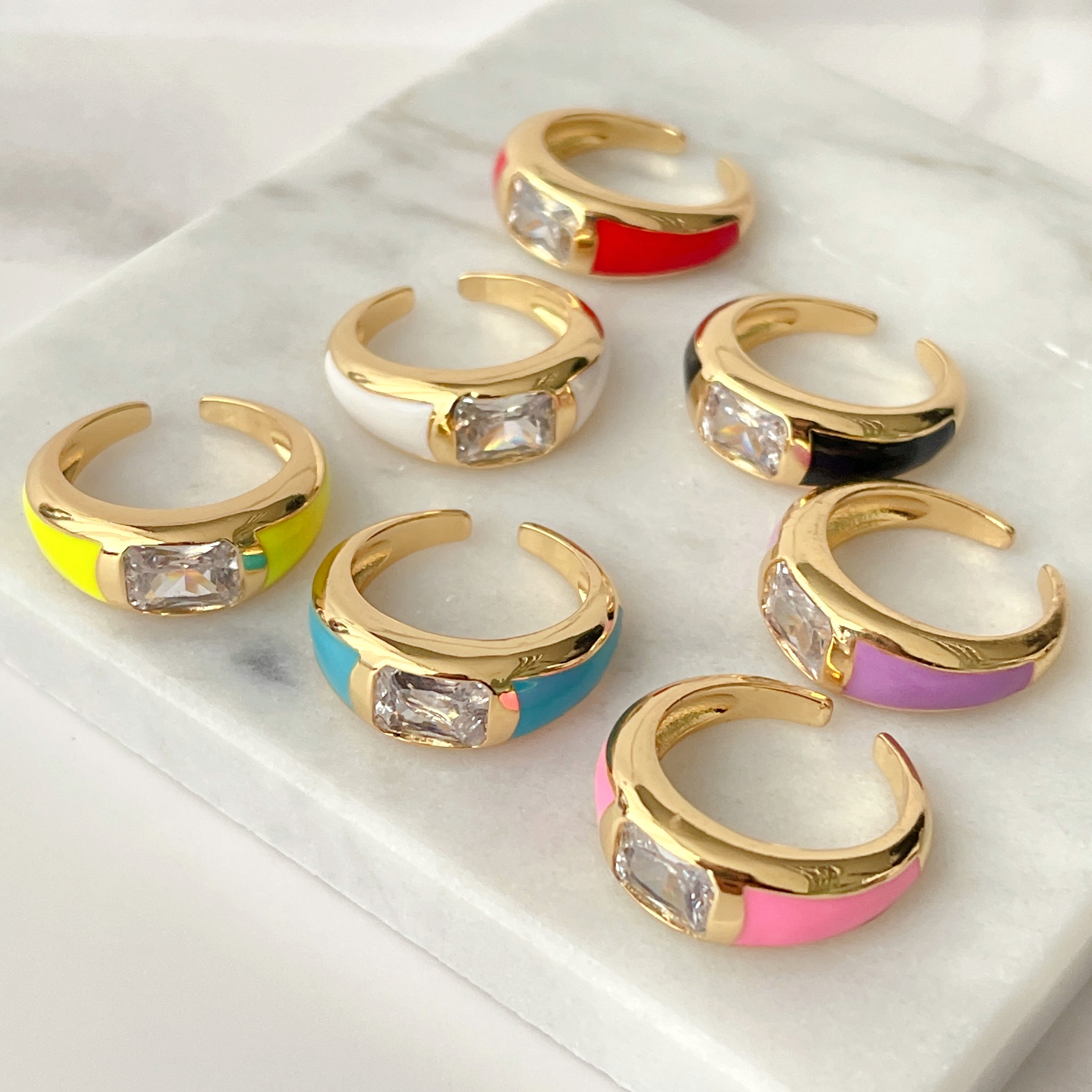 Enamel Adjustable Ring
