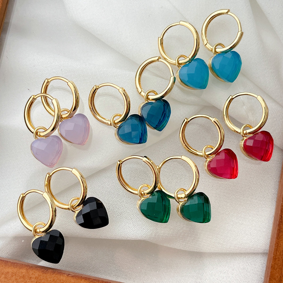Crystal Heart Drop Earrings