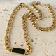 Stainless Steel Black Square Bar Necklace