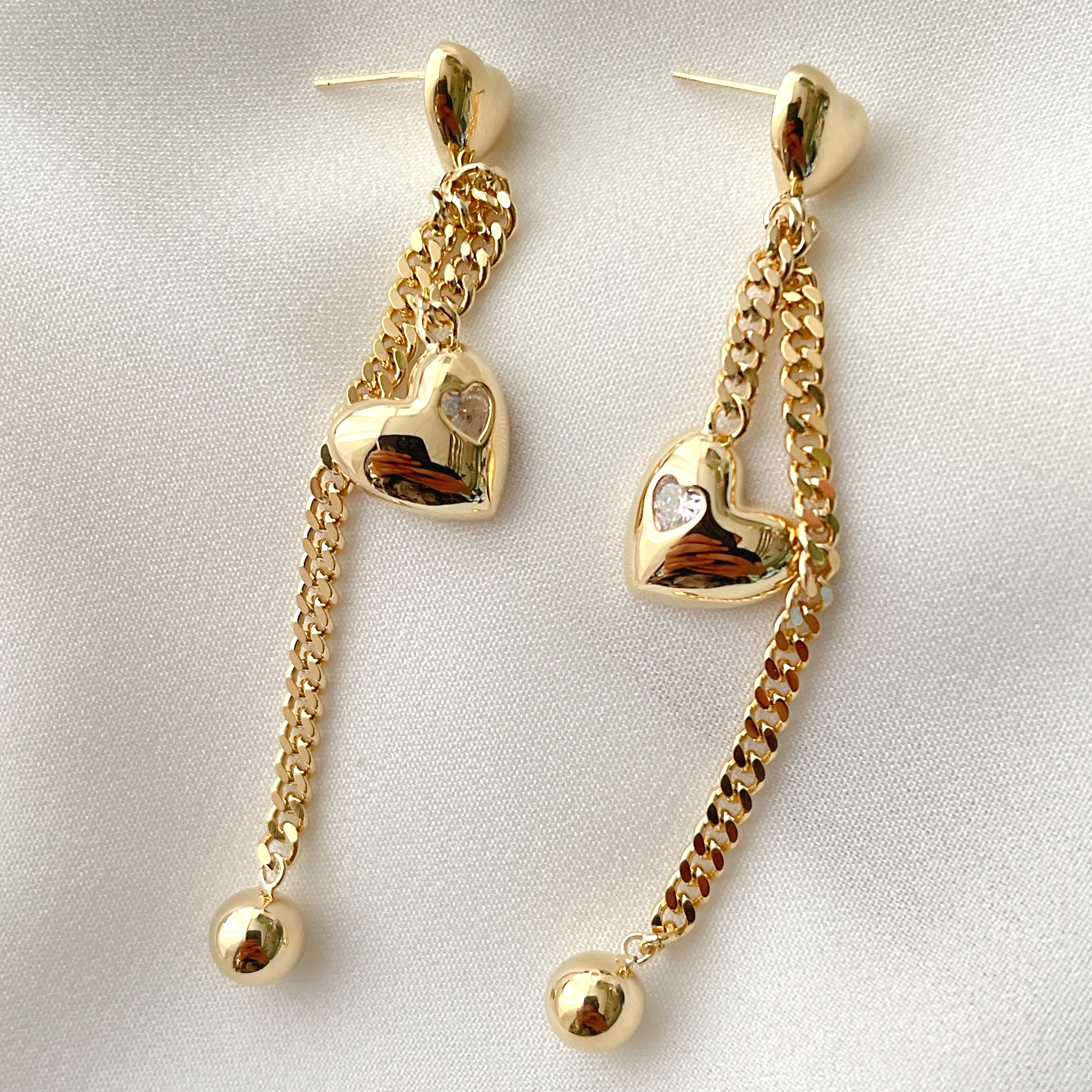 Long Heart Drop Earrings