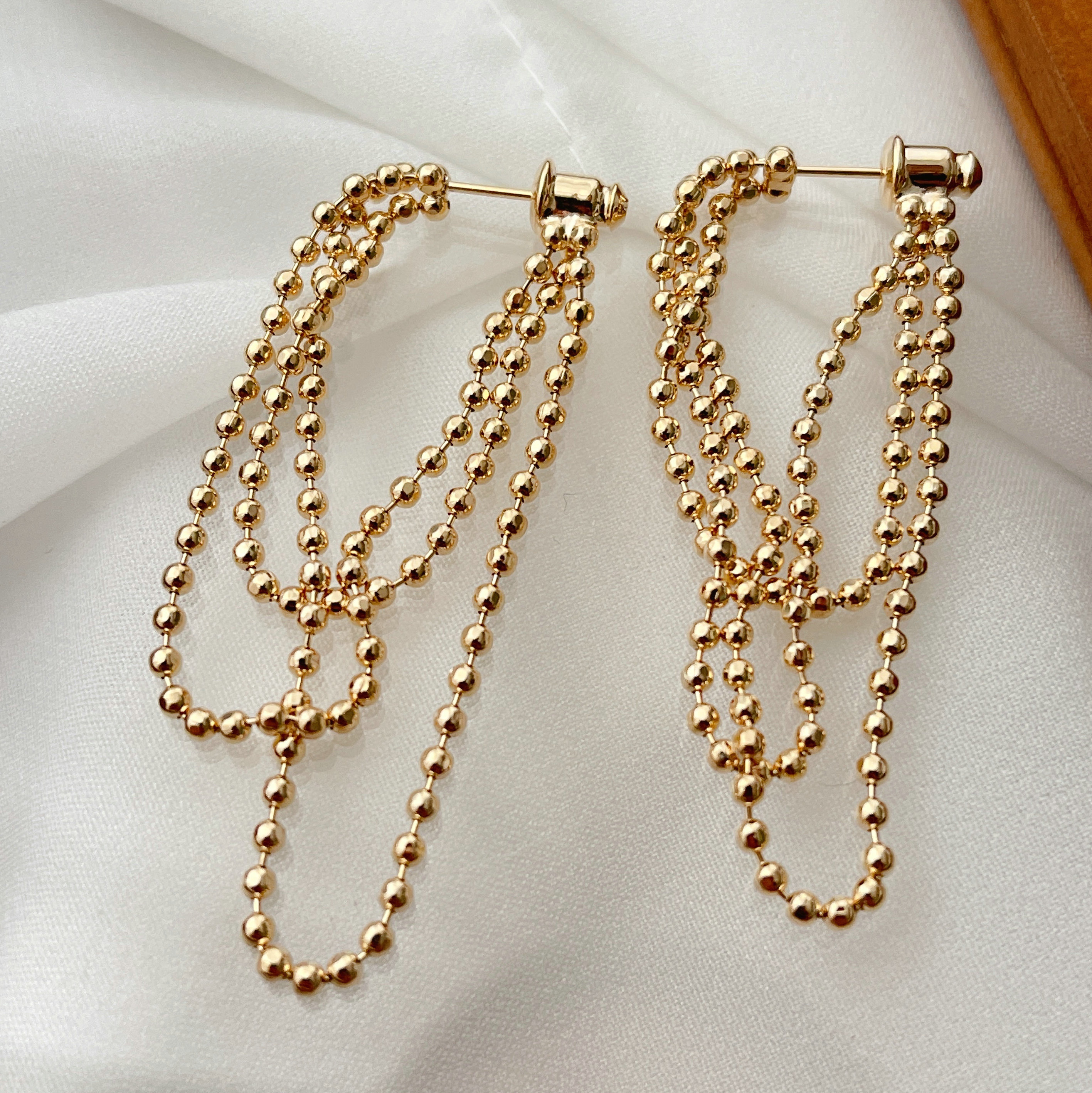 Gold Beaded Earrings