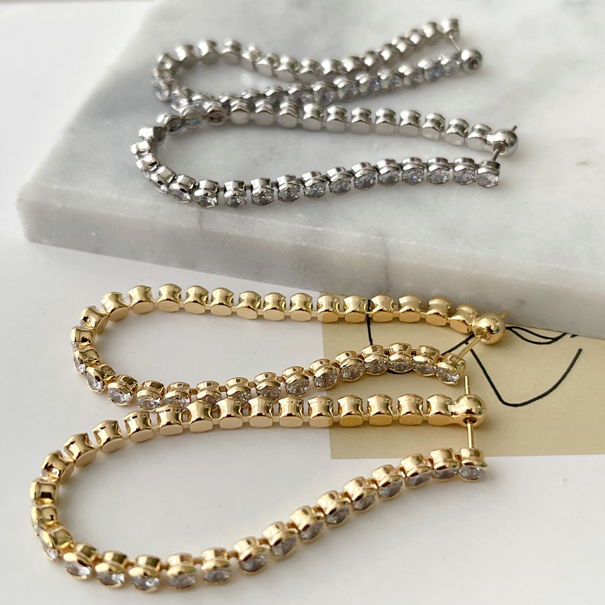 Long Zircon Tassel Earrings