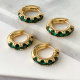 Pave Green Zircon Hoop Earrings