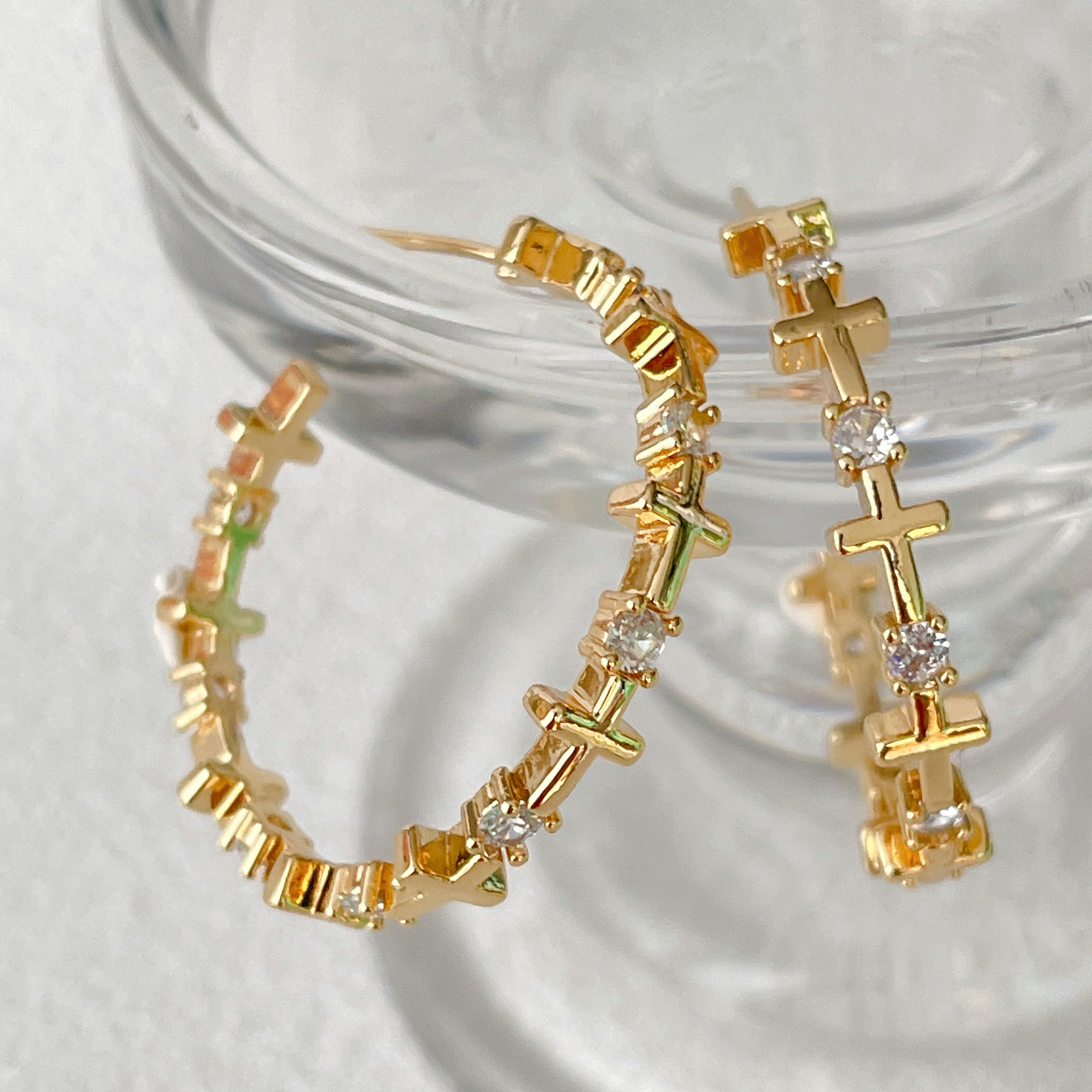 Cross Hoop Earrings