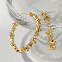 Cross Hoop Earrings