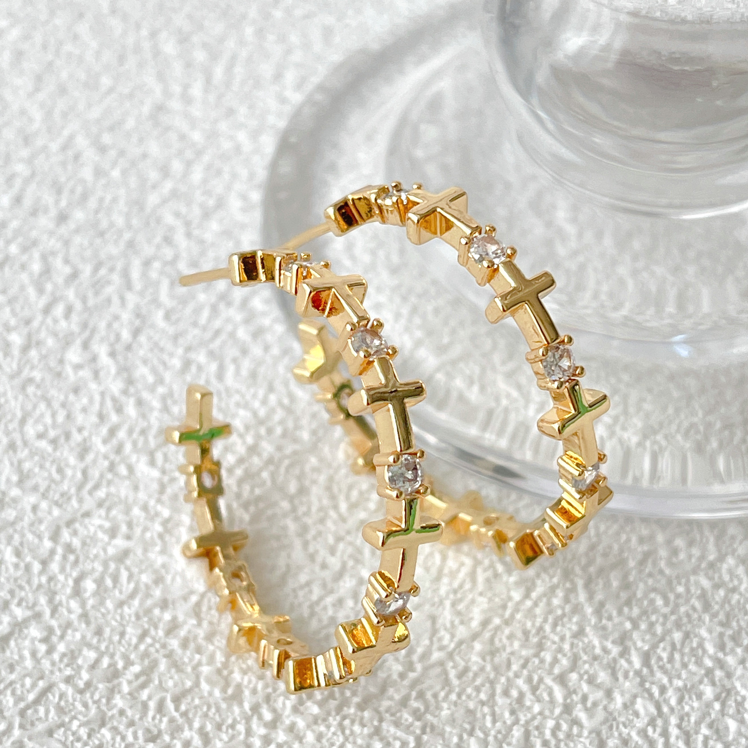 Cross Hoop Earrings