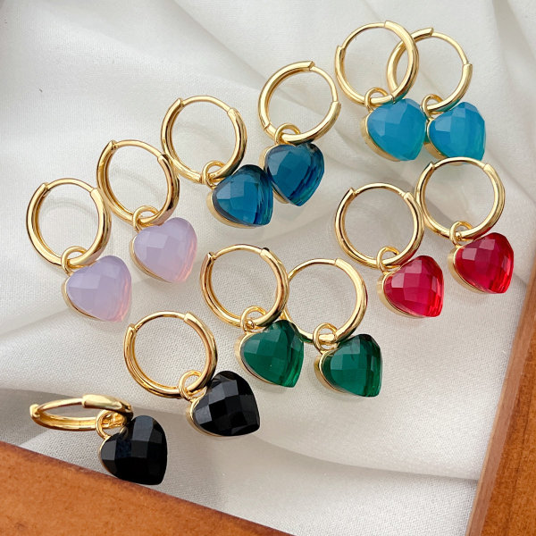 Crystal Heart Drop Earrings