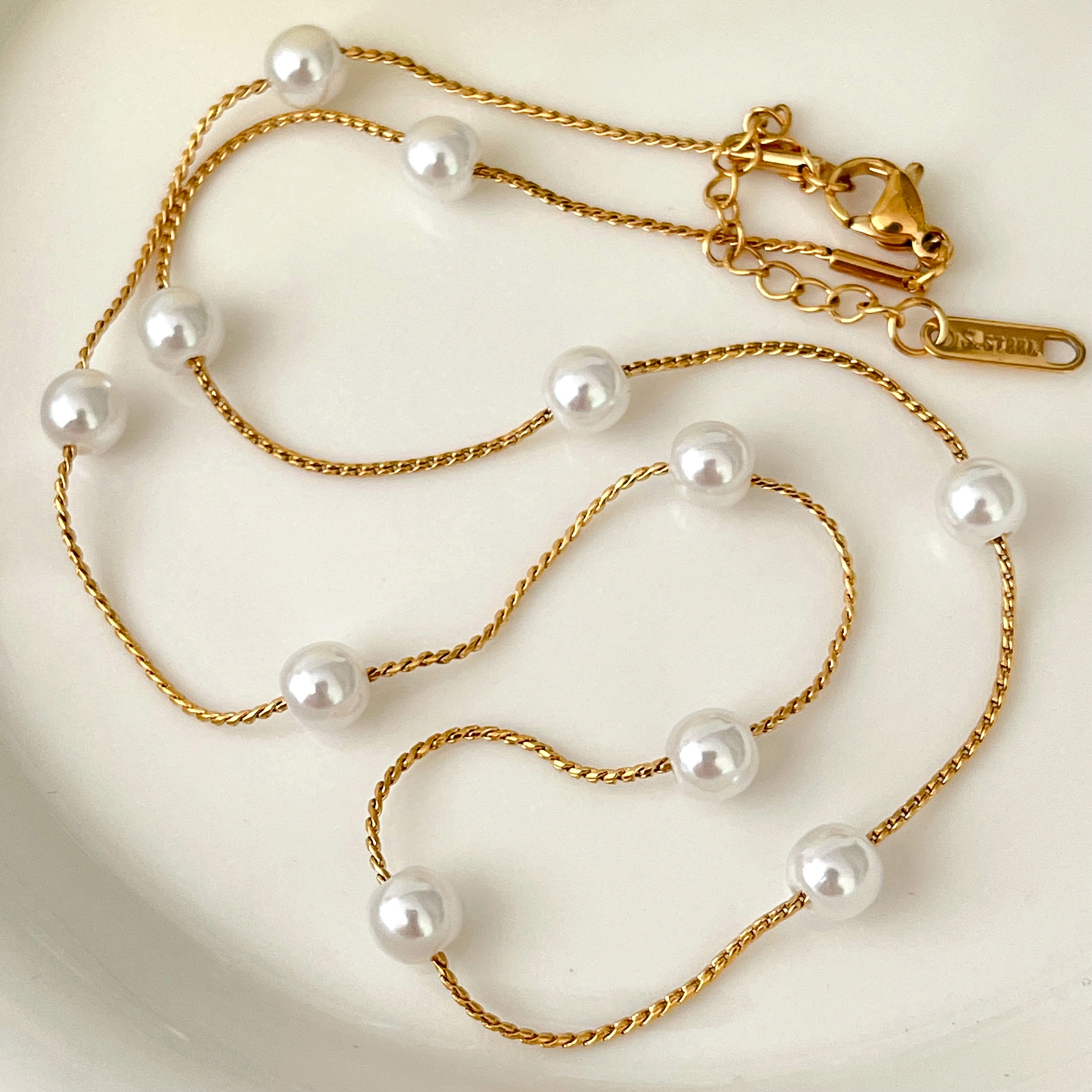Pearl Thin Chain Necklace