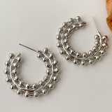 Beaded Round Hoops Earrings