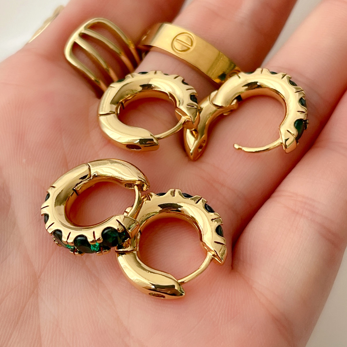 Pave Green Zircon Hoop Earrings