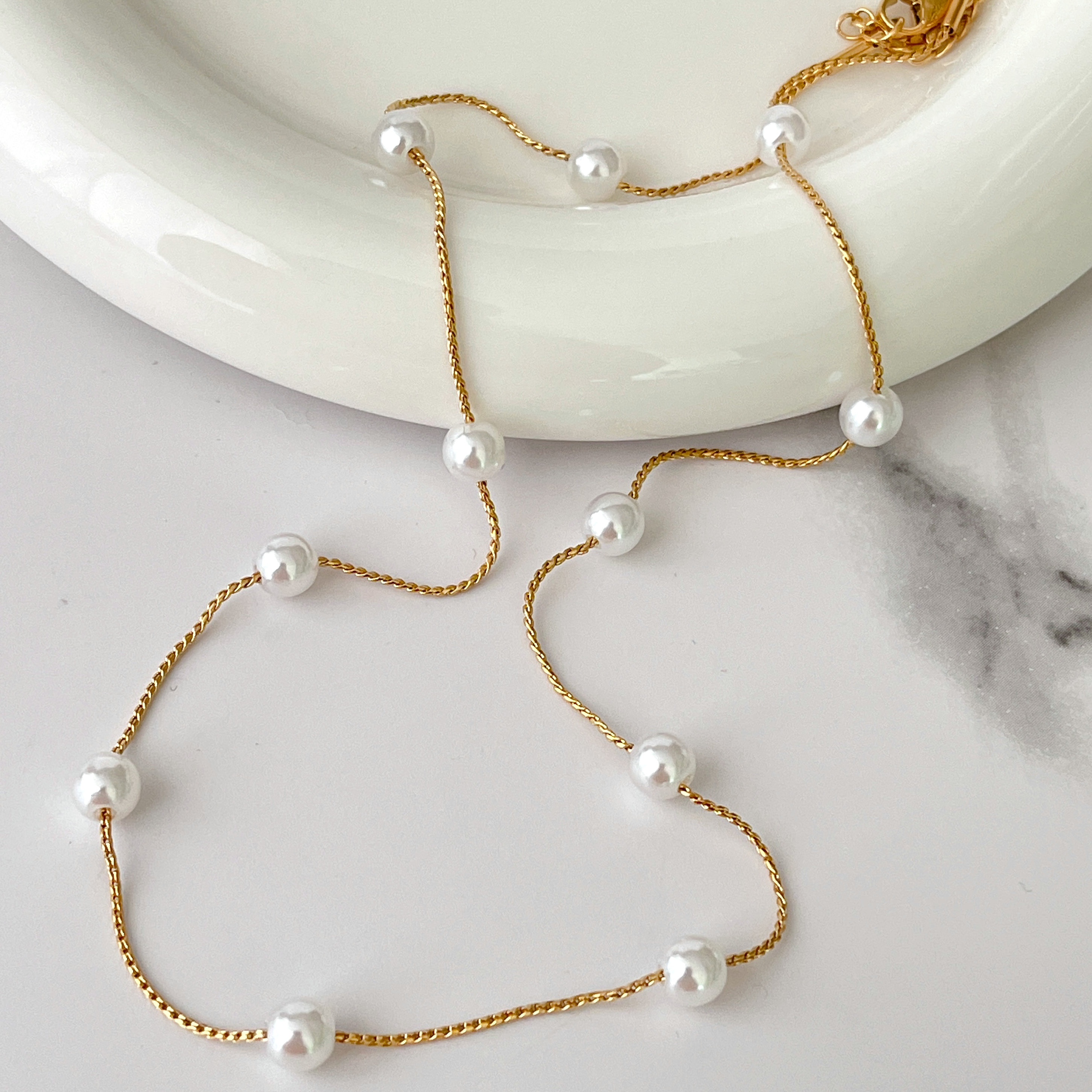 Pearl Thin Chain Necklace
