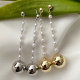 Long Pearl Chain Earring With Gold Ball