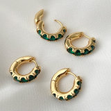 Pave Green Zircon Hoop Earrings
