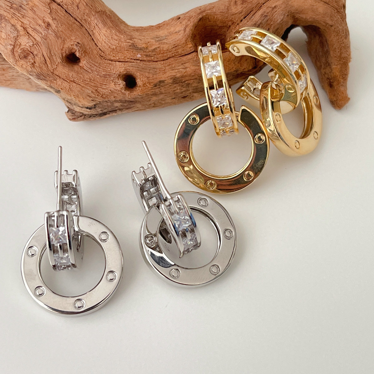 Round Charm Drop Earrings