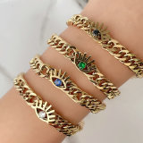 Stainless Steel Cuban Eye Charm Bracelet