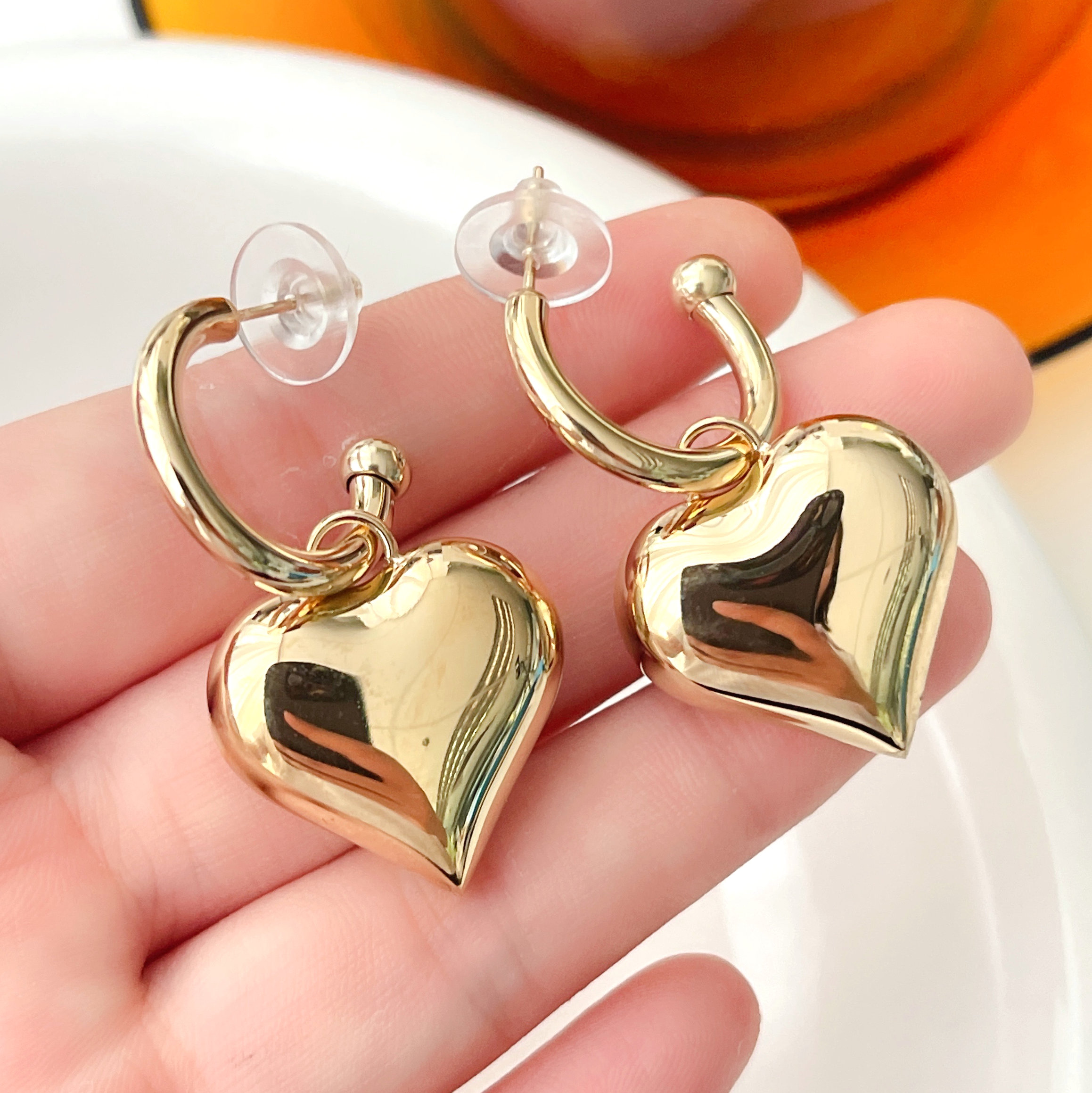 Stainless Steel Fat Heart Earrings