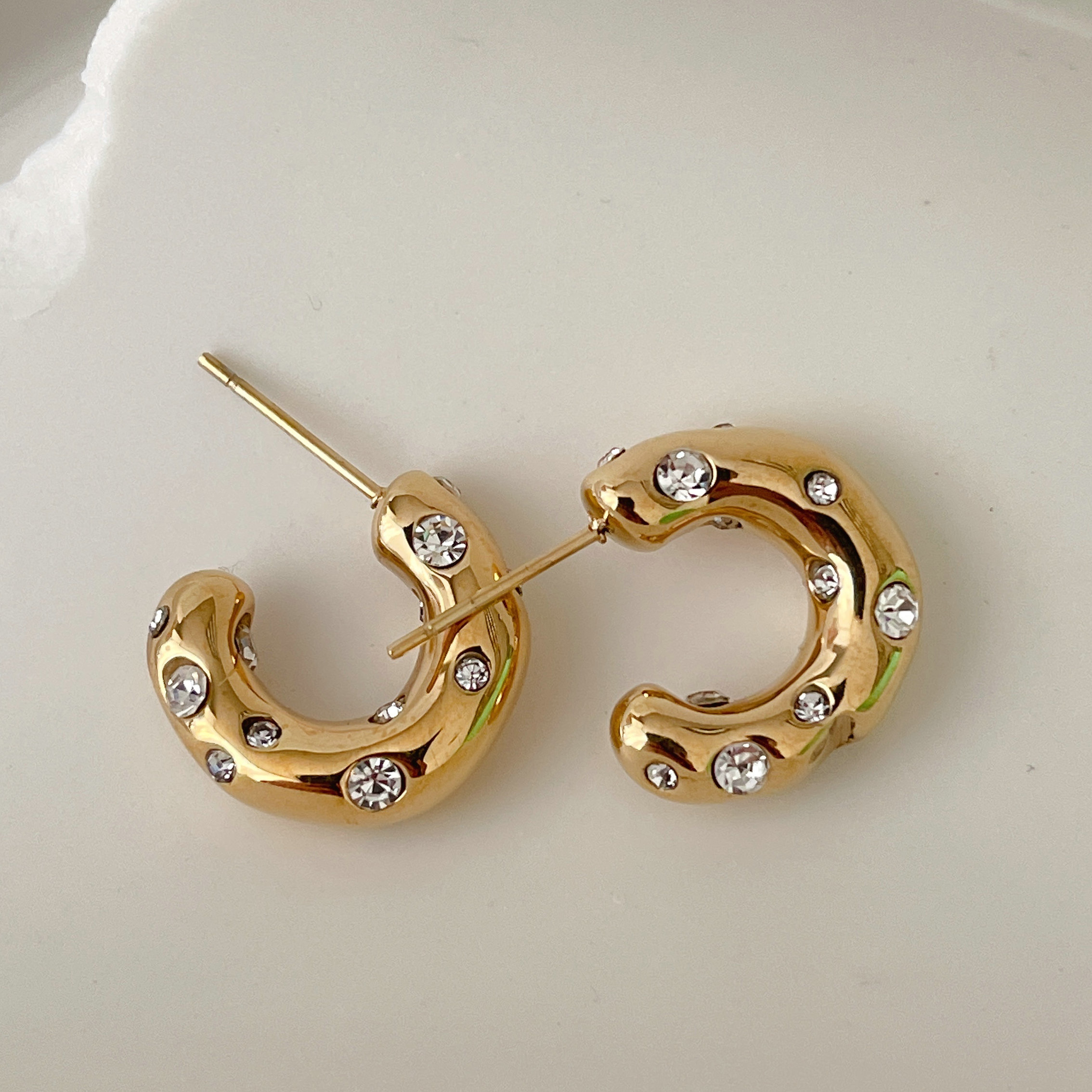 Stainless Steel Clear Stone Earrings