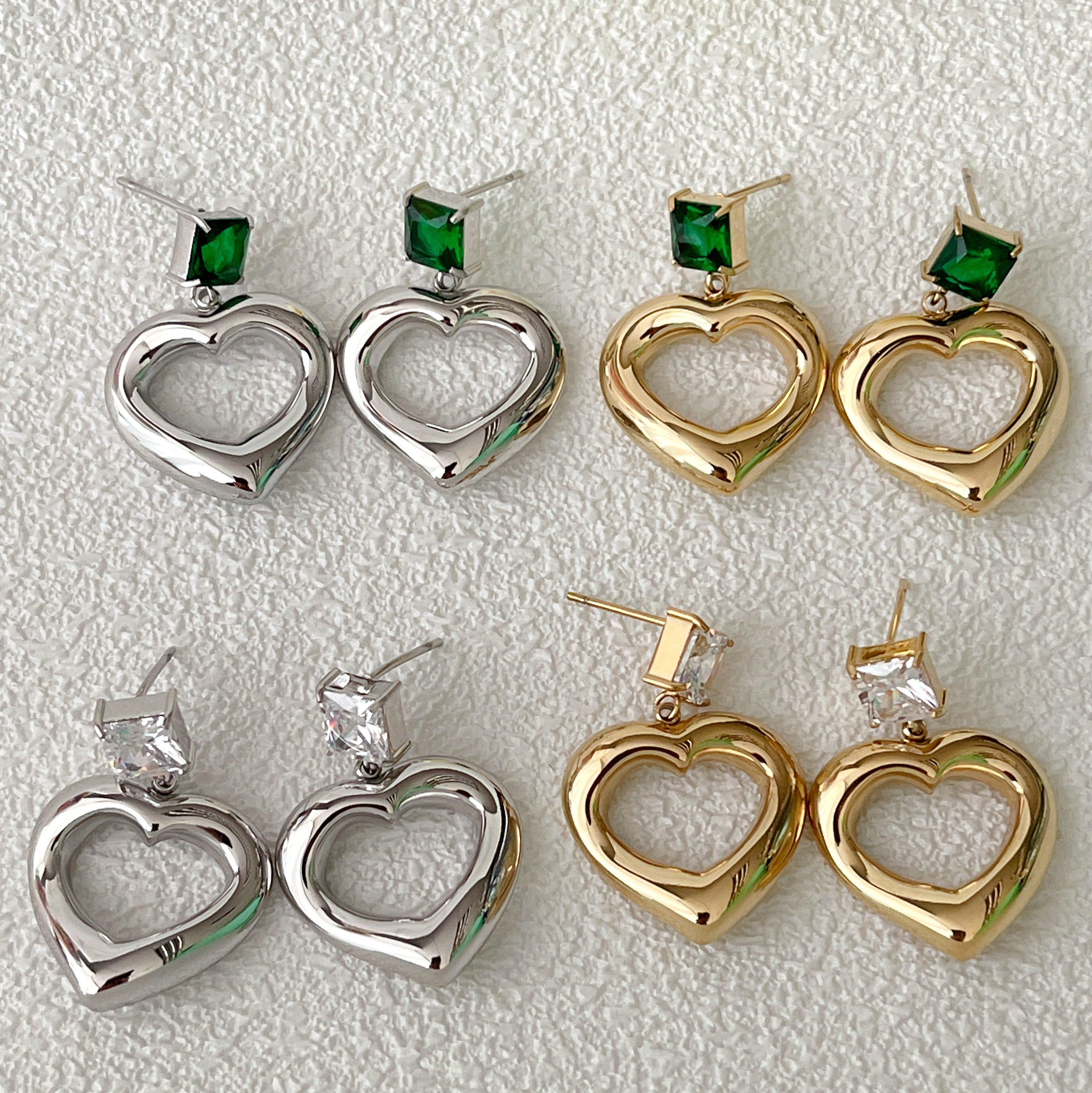 Stainless Steel Heart Drop Earrings