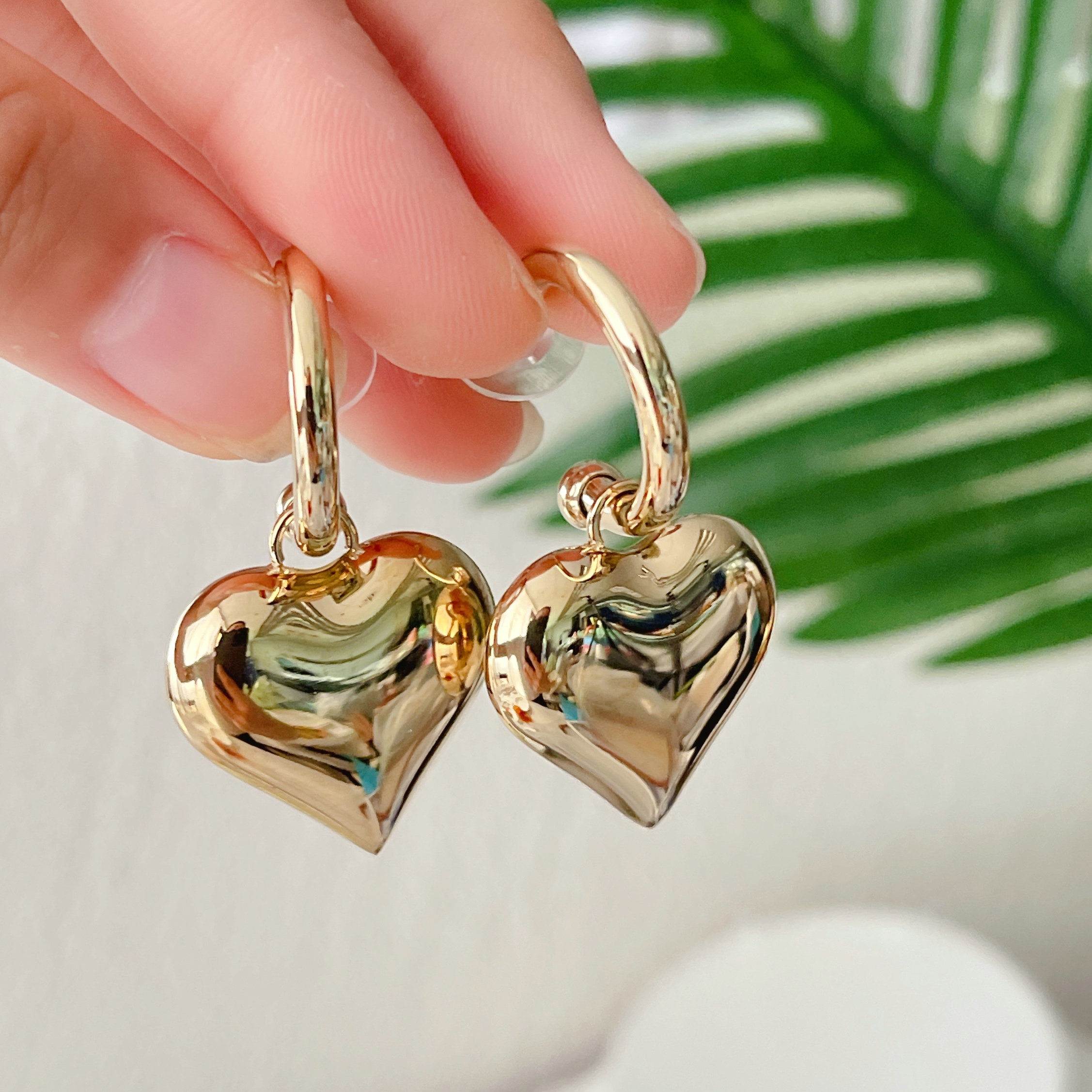 Stainless Steel Fat Heart Earrings