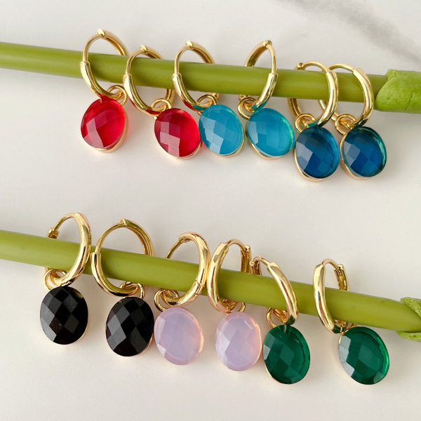 Oval Crystal Candy Charm Earrings