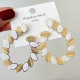 Stainless Steel White Leaf Earrings