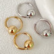 Stainless Steel Gold Ball Hoop Earrings