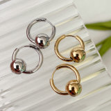 Stainless Steel Gold Ball Hoop Earrings