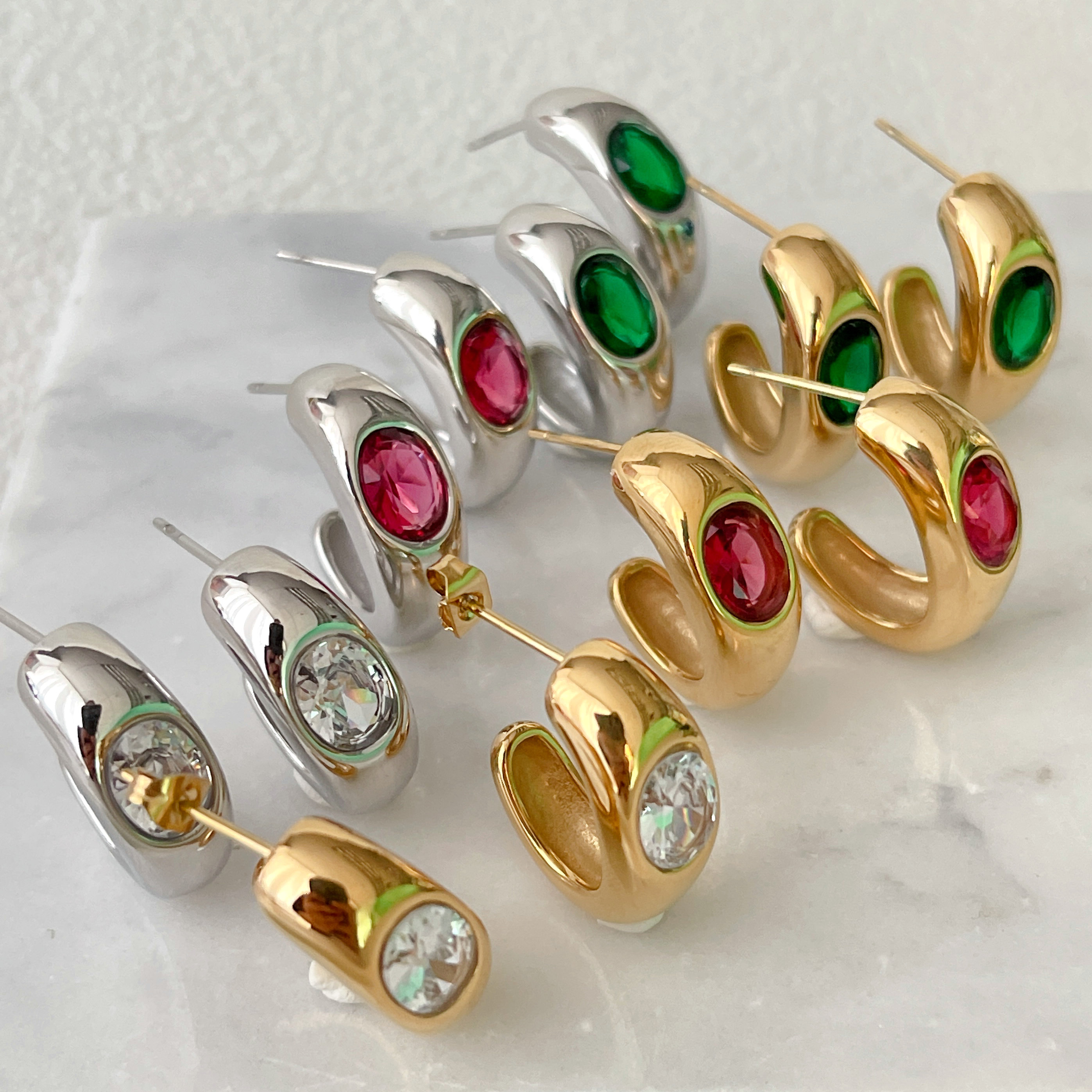 Stainless Steel Colorful Moon Earrings