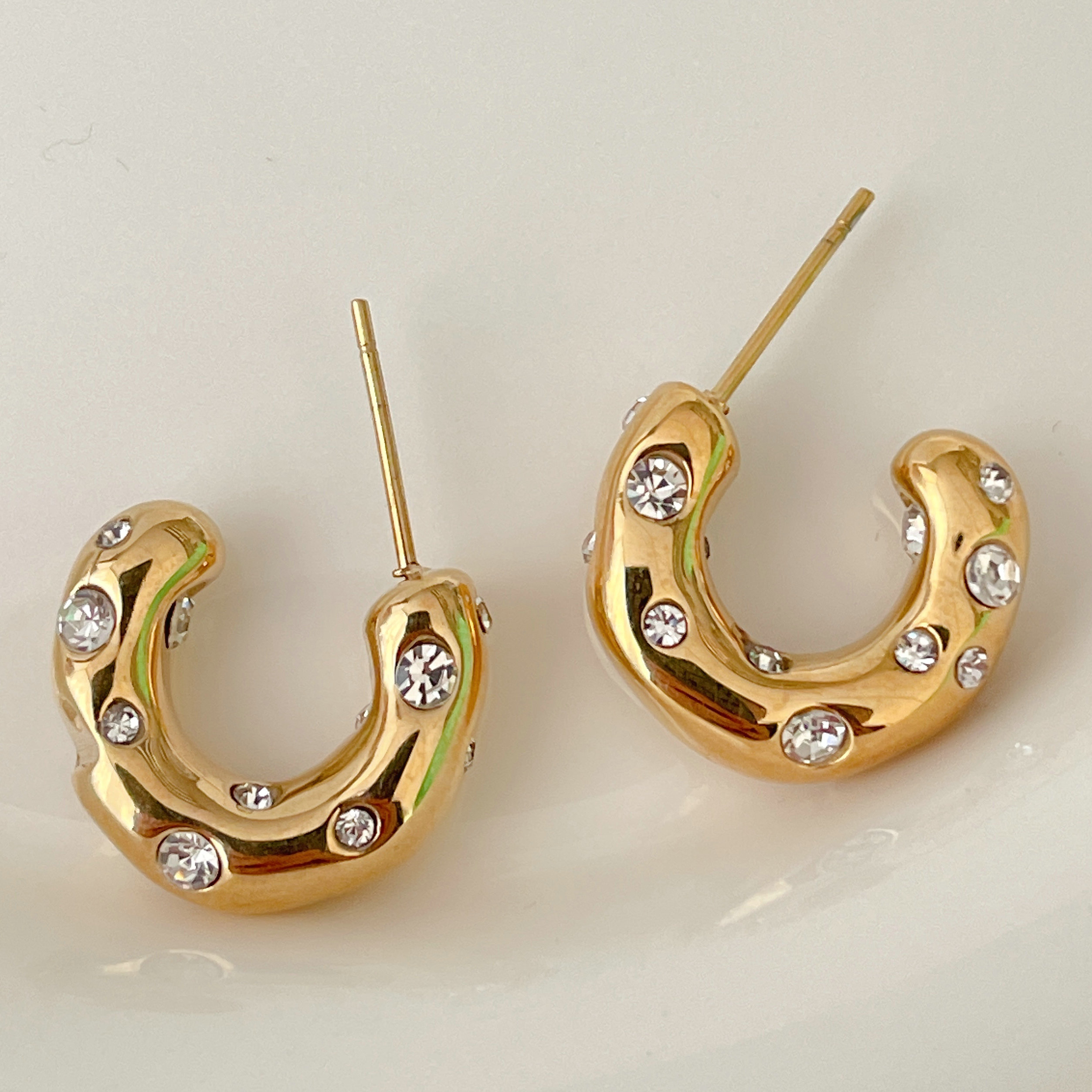 Stainless Steel Clear Stone Earrings