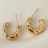 Stainless Steel Clear Stone Earrings