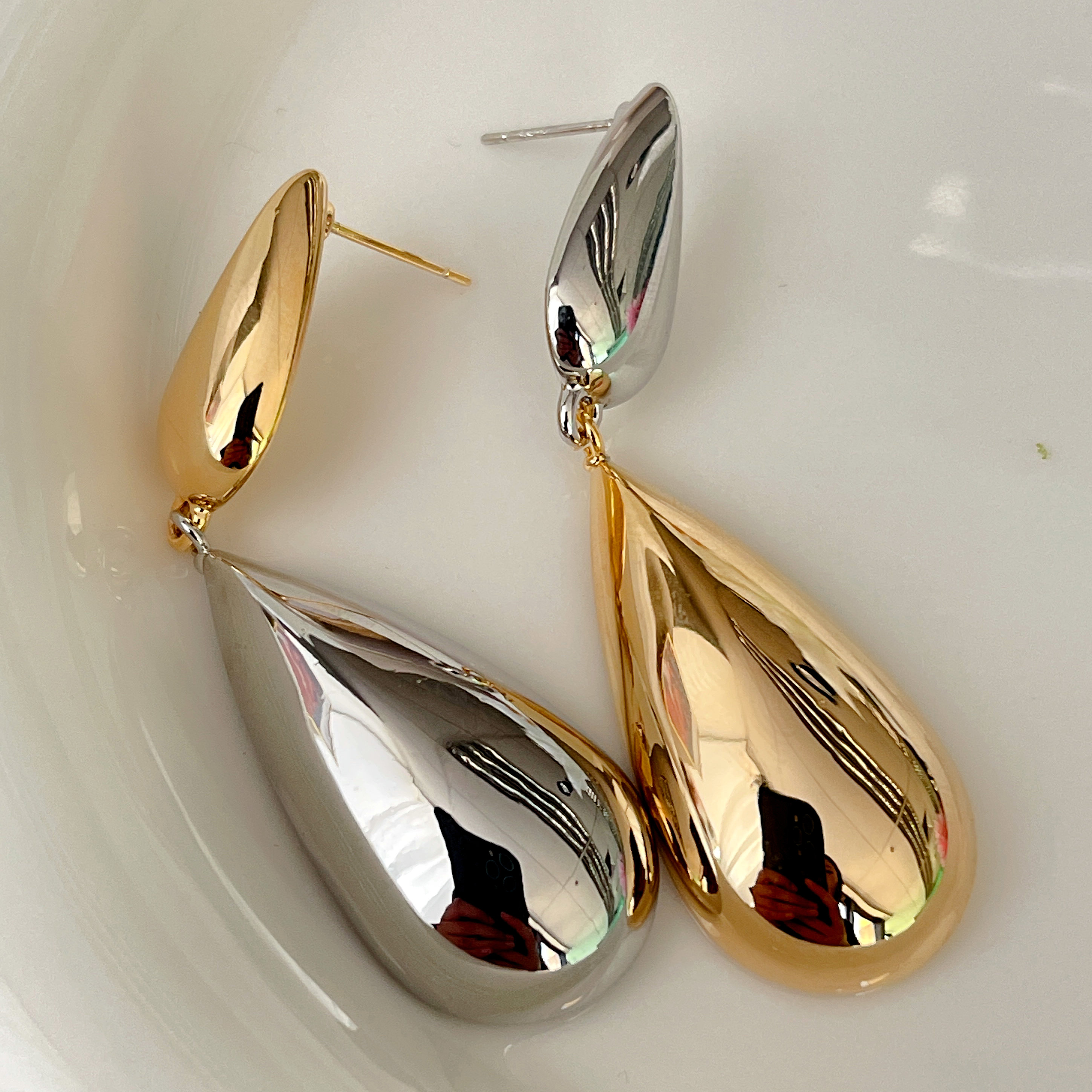 Silver And Gold Color Mixed Earrings CMEADL-2449775