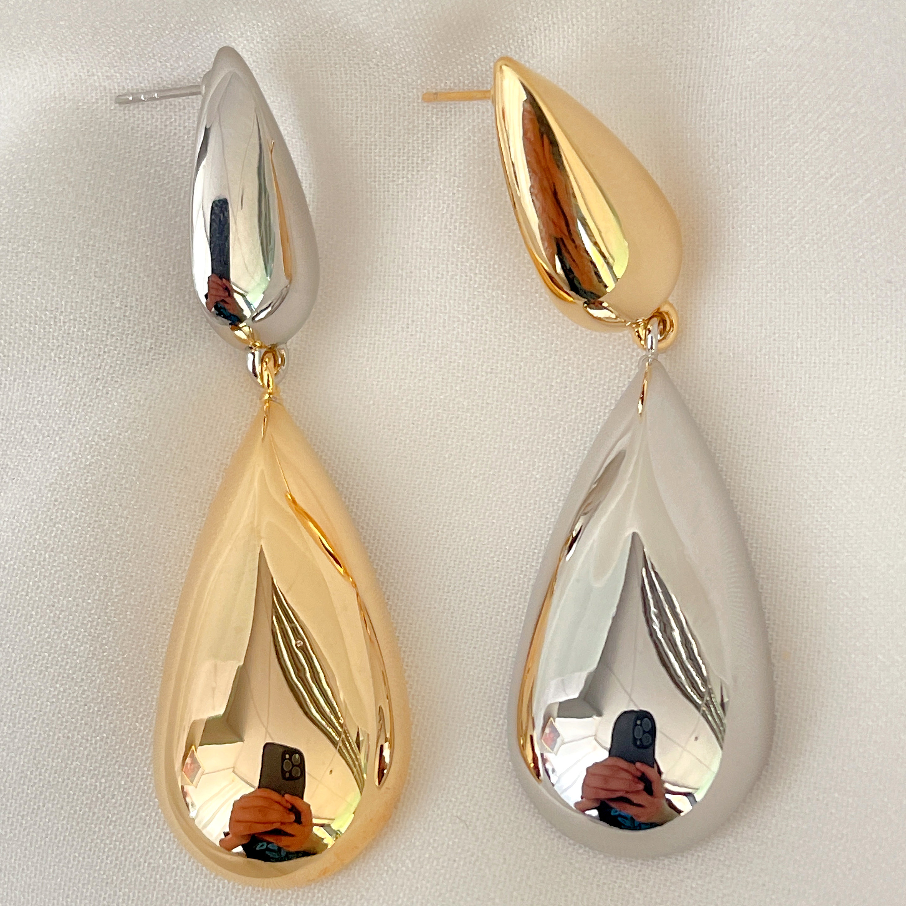 Silver And Gold Color Mixed Earrings CMEADL-2449775