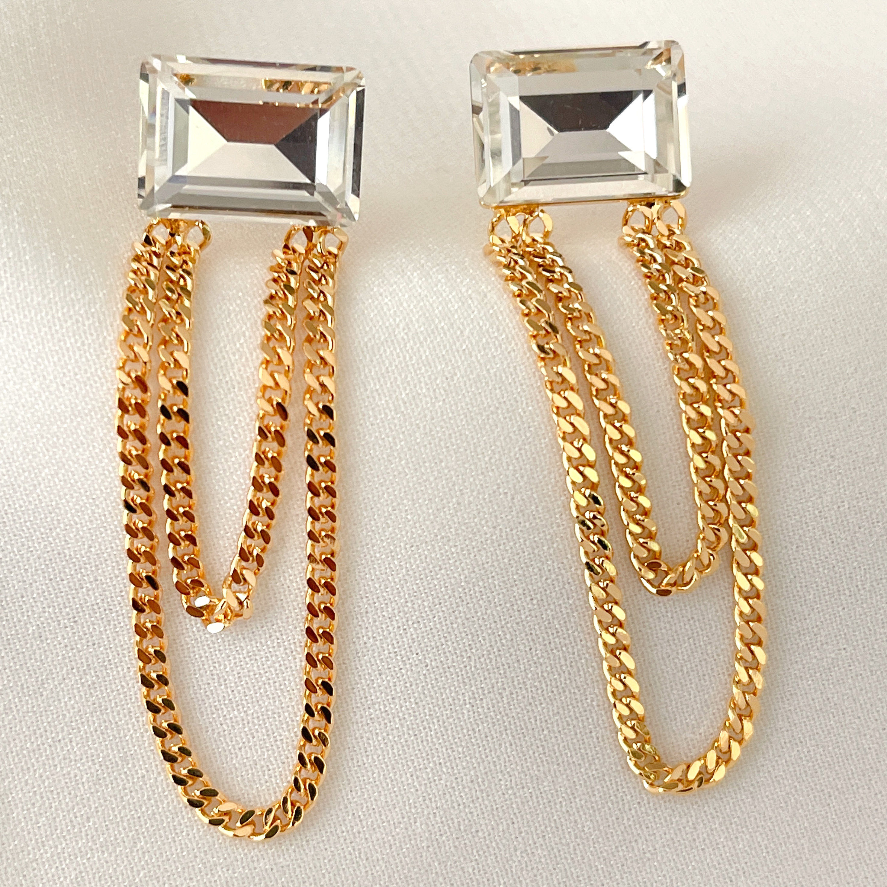Thin Chain Cuban Stone Earrings CMEADL-2449774