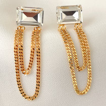 Thin Chain Cuban Stone Earrings CMEADL-2449774