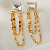 Thin Chain Cuban Stone Earrings CMEADL-2449774