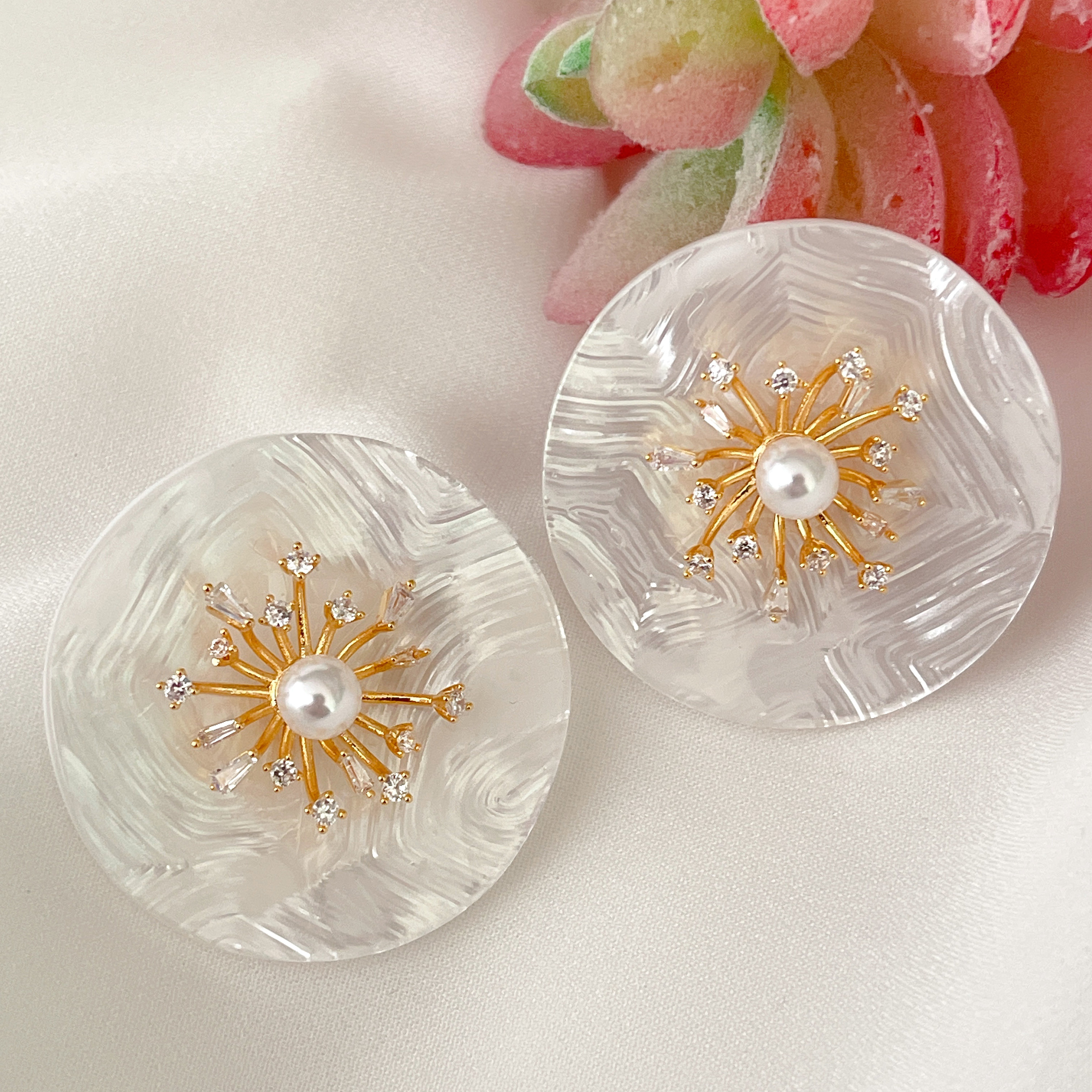 Big Shell Flower Studs Earrings CMEADL-2449784