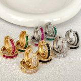 Fashion Pave Zircon Round Hoop Earrings