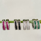 Fashion Pave Zircon Round Hoop Earrings
