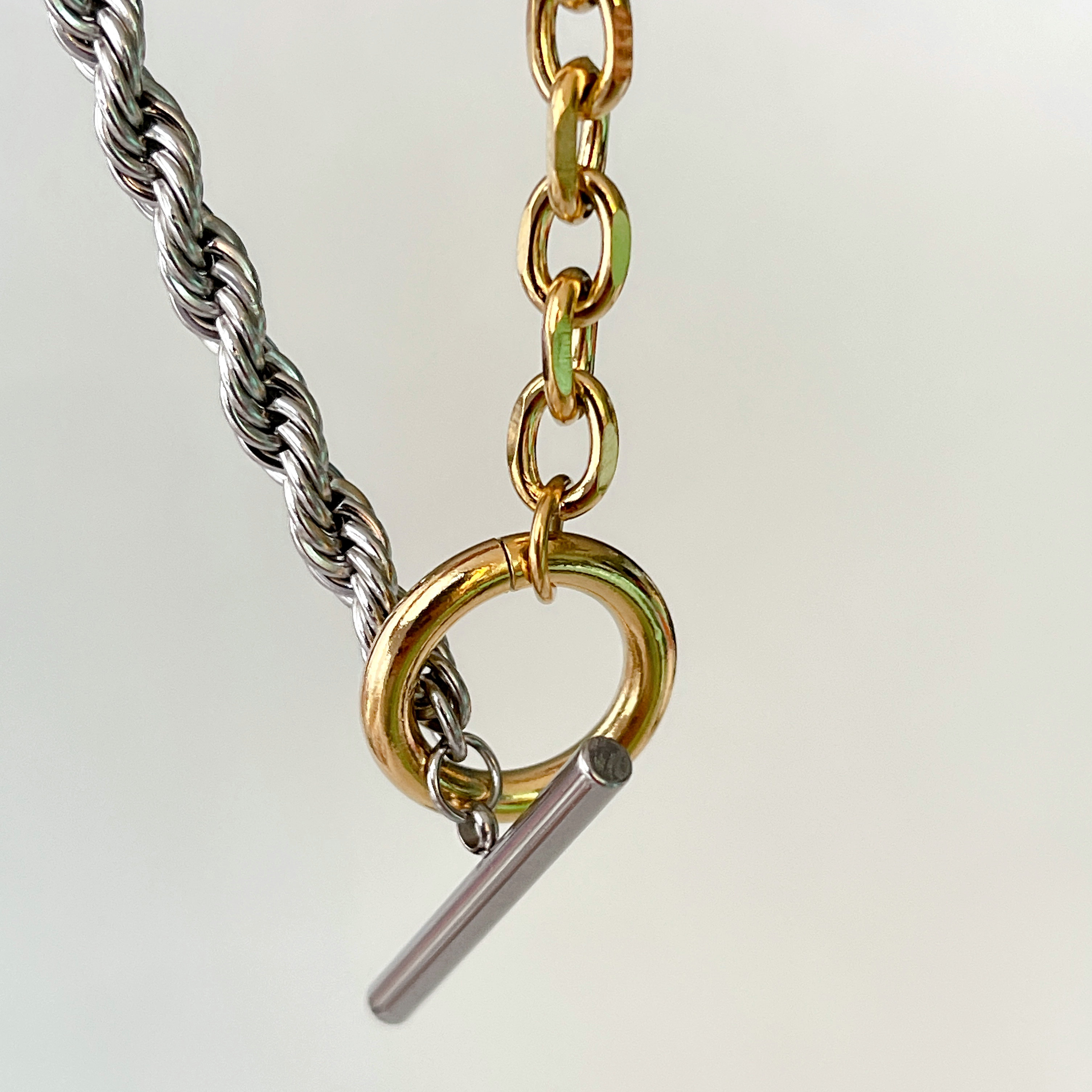 Stainless Steel Half Silver Half Gold Color Necklace