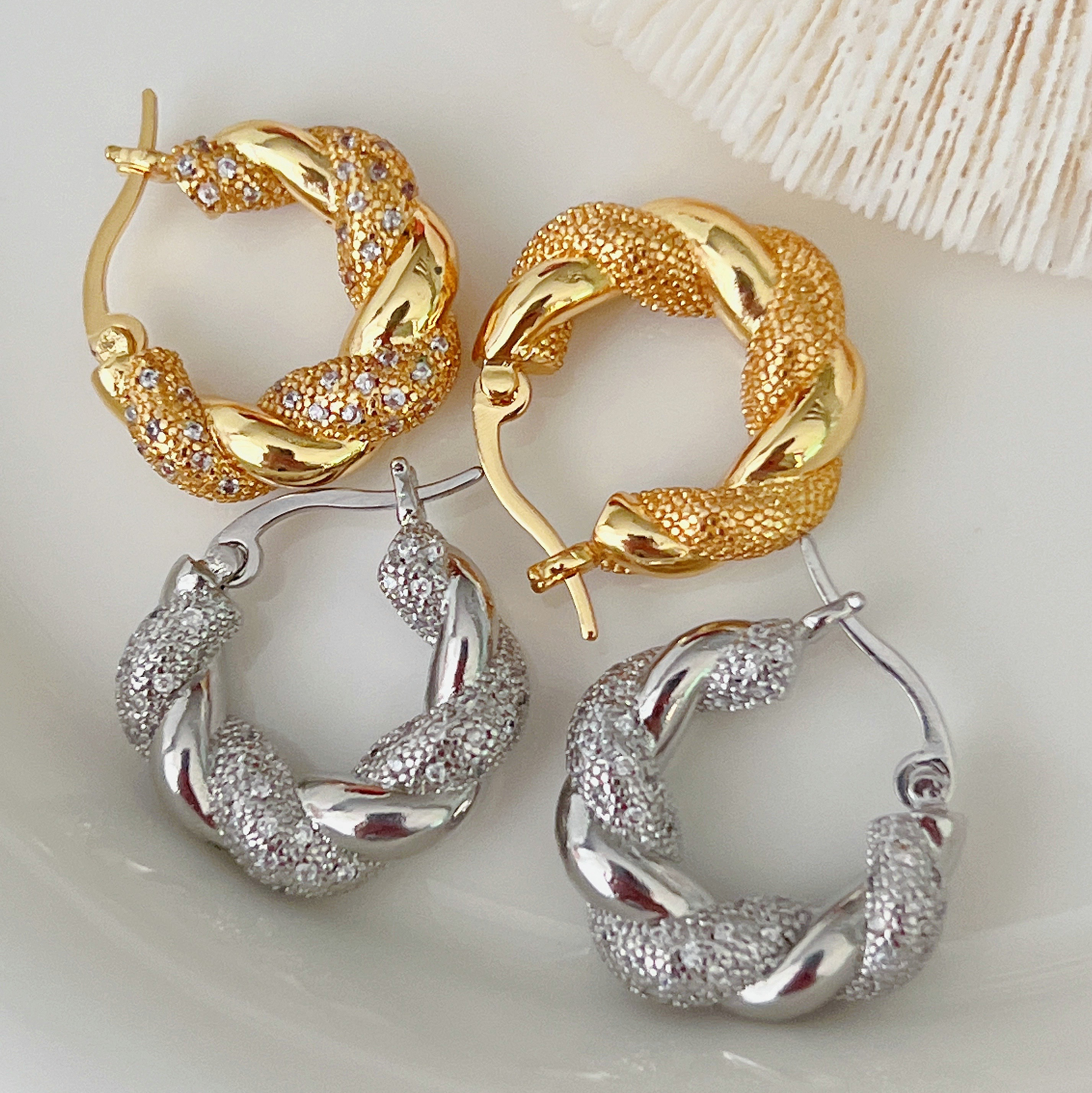 Twist Zircon Earrings