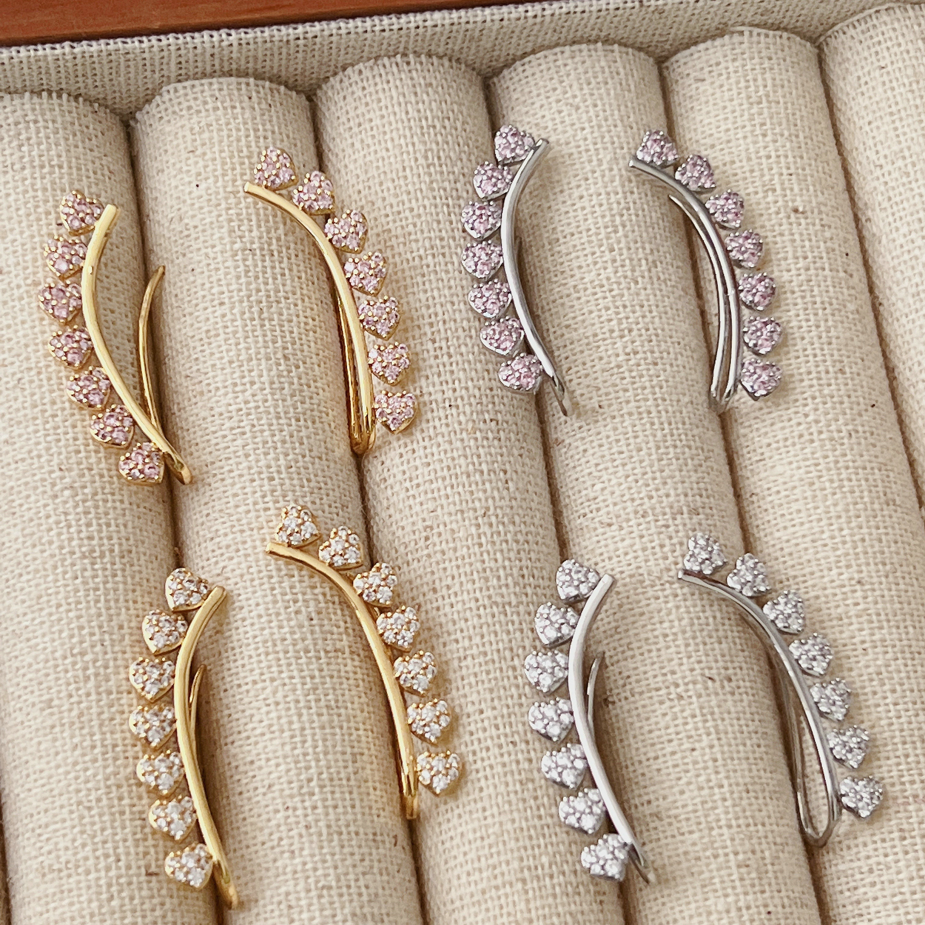 Pave Zircon Heart Earrings Stud