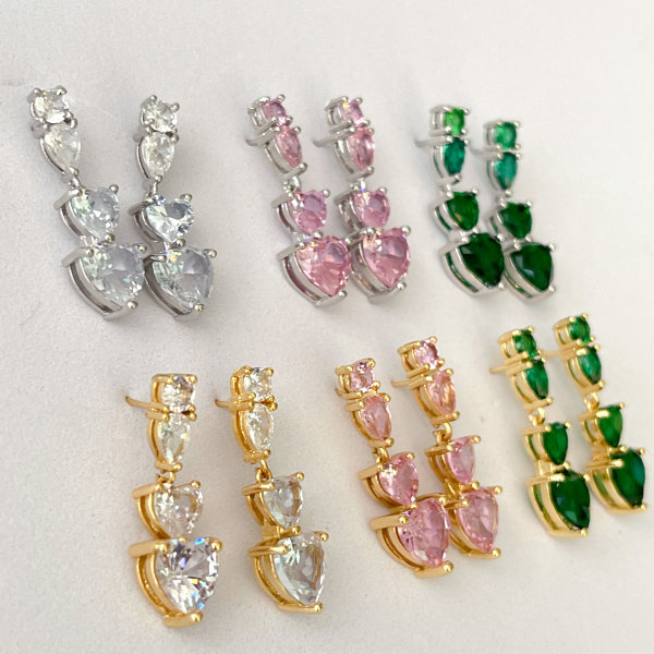 Long Heart Drop Earrings