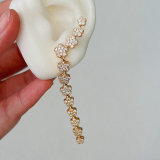 Long Zircon Flower Earrings