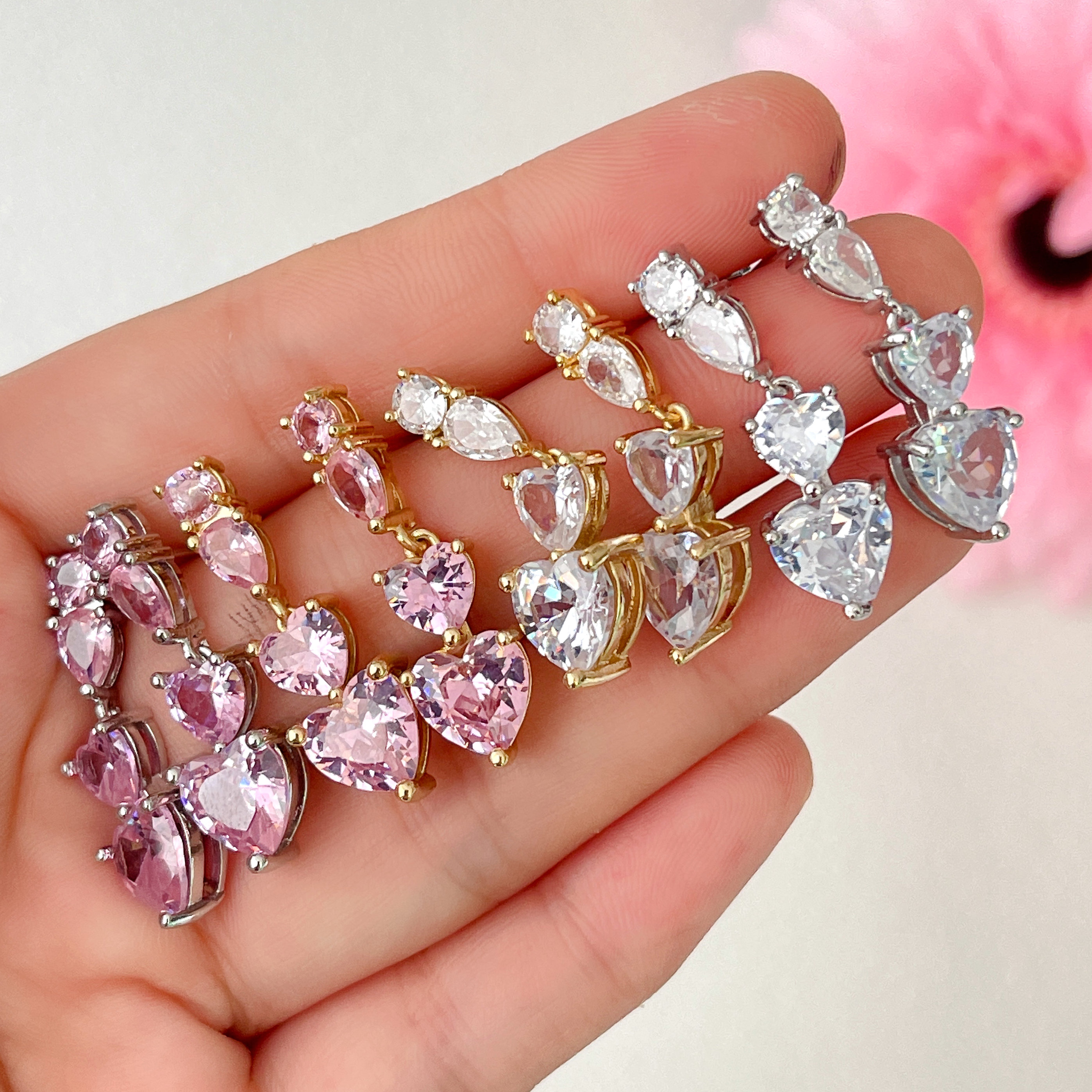 Long Heart Drop Earrings