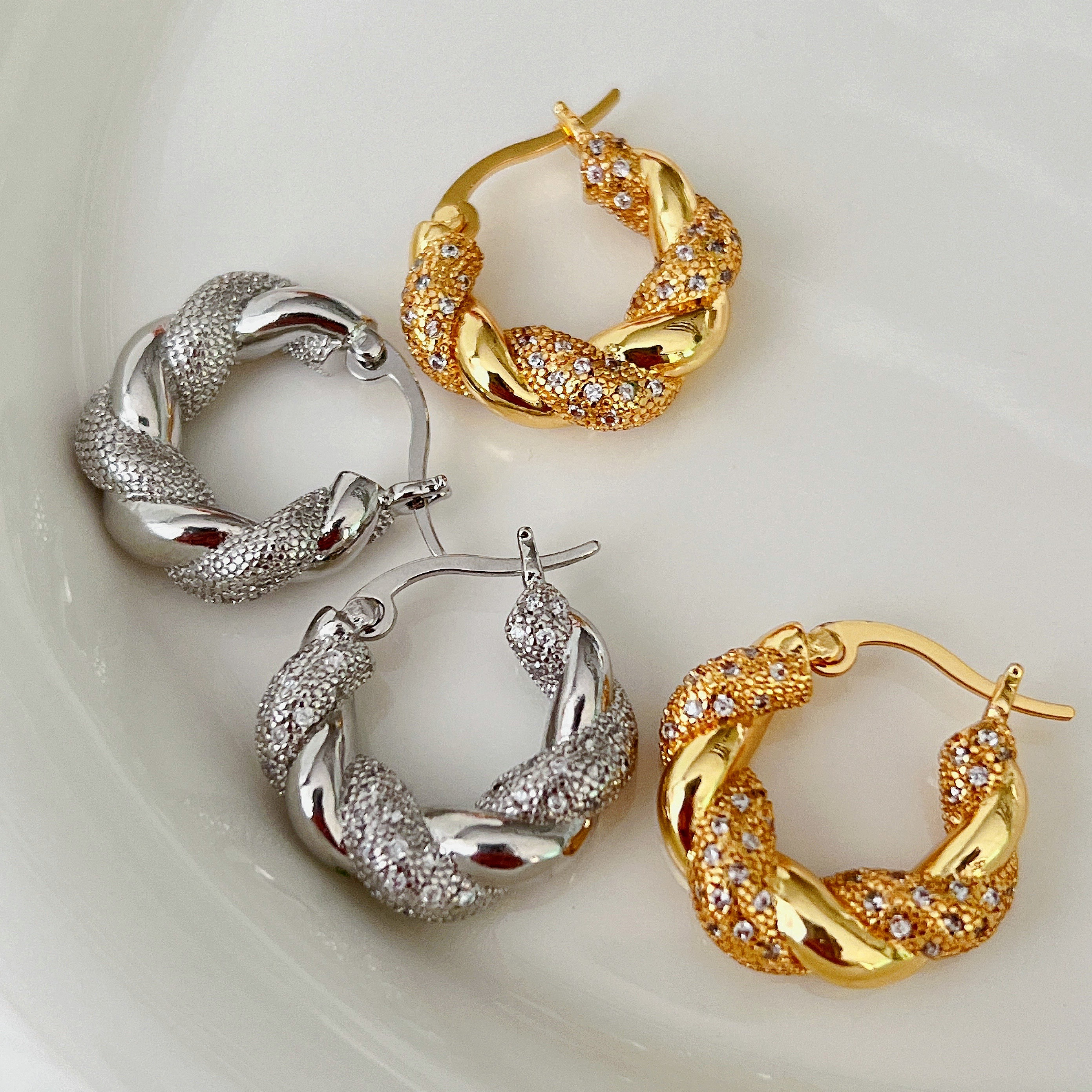 Twist Zircon Earrings