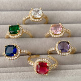 Colorful Zircon Adjustable Ring