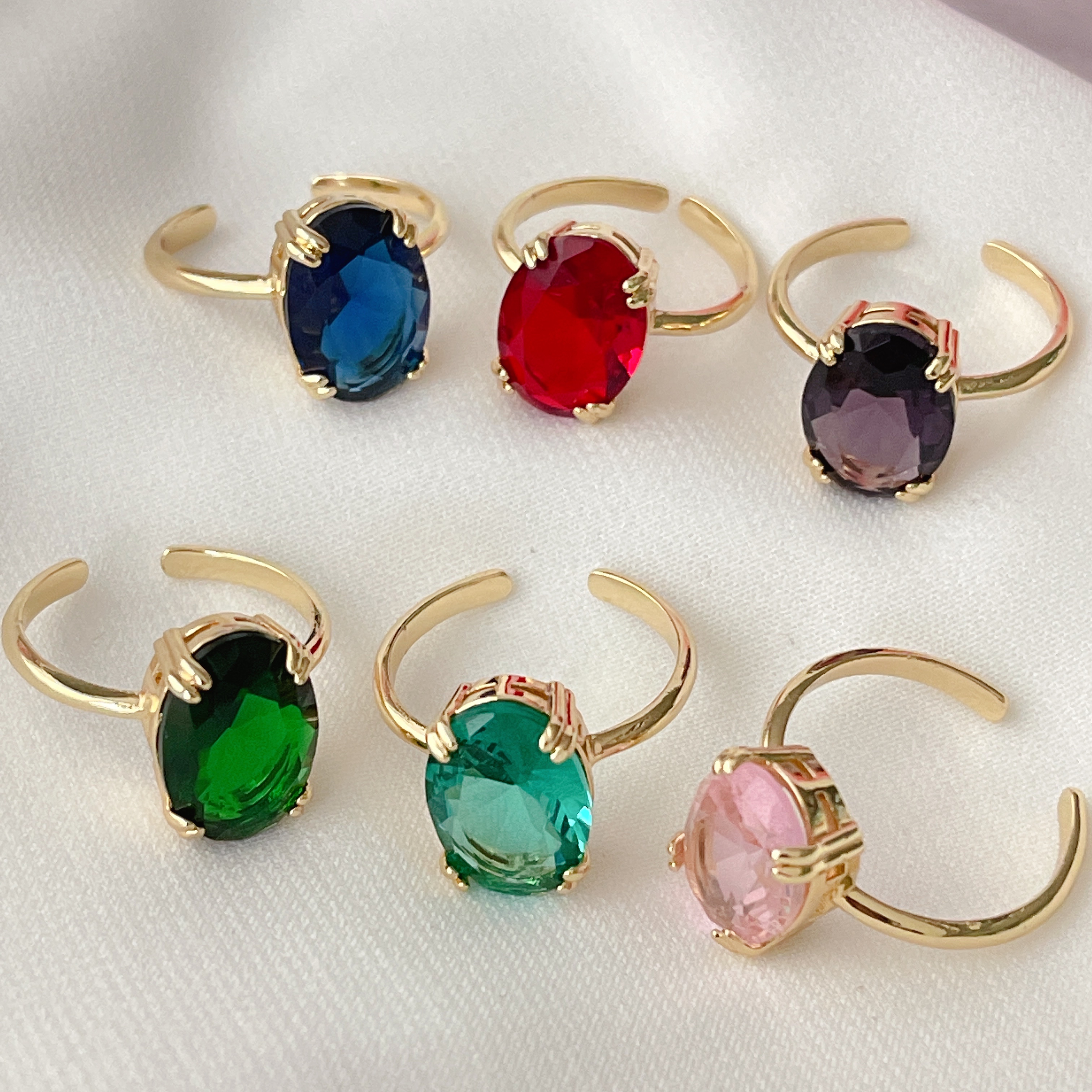 Oval Zircon Adjustable Ring