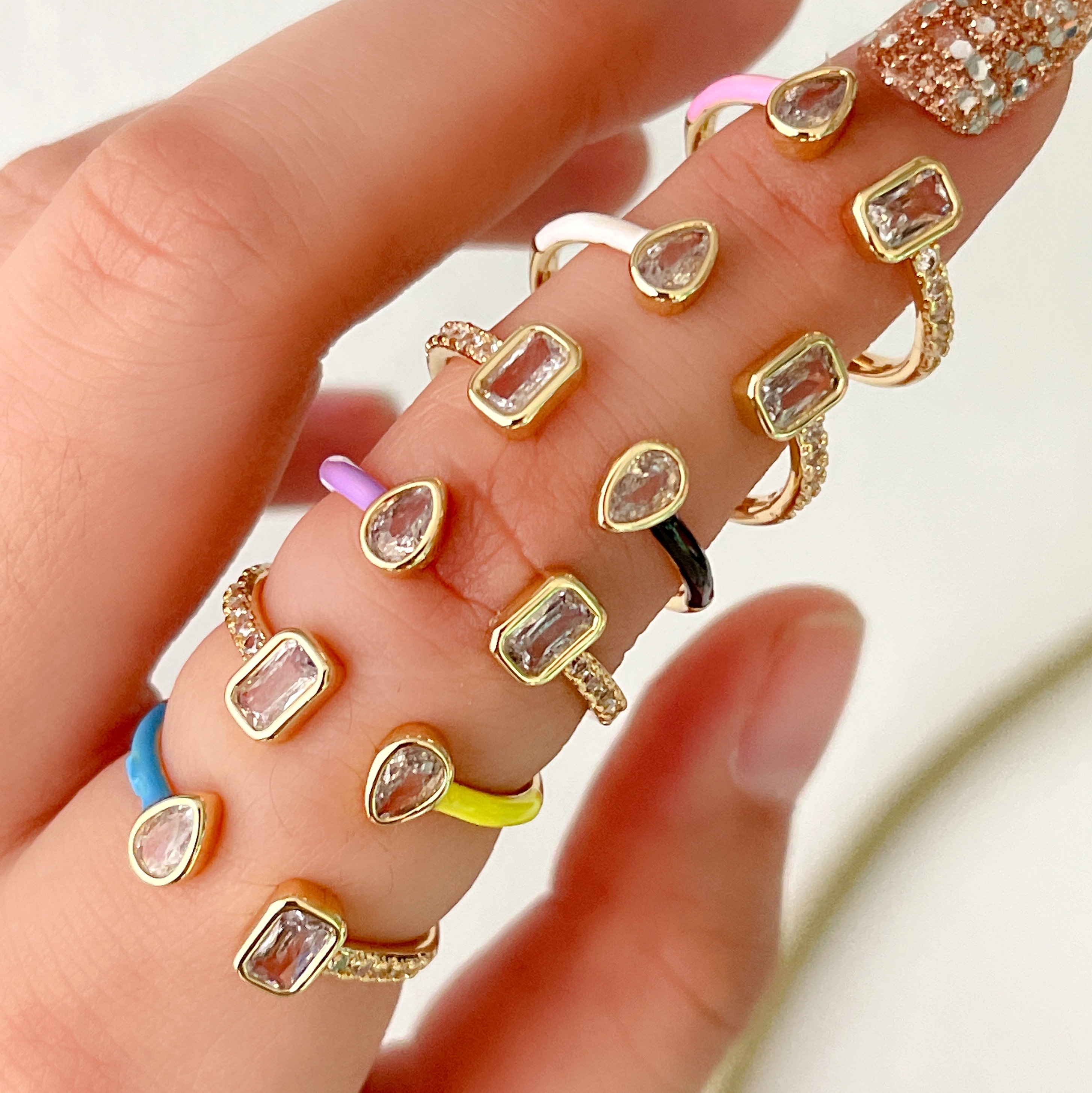 Colorful Zircon Adjustable Ring