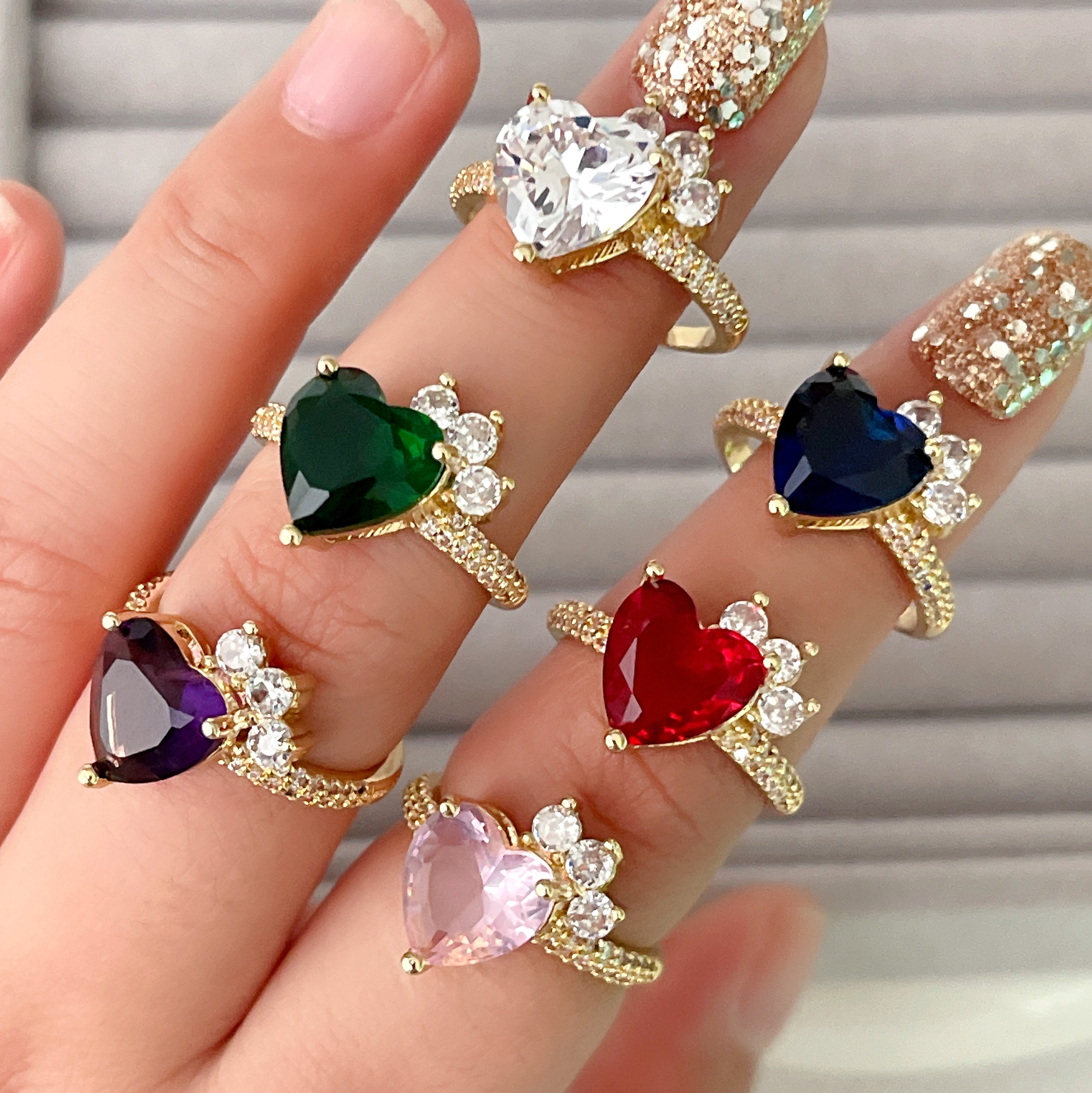 Pave Heart Adjustable Ring